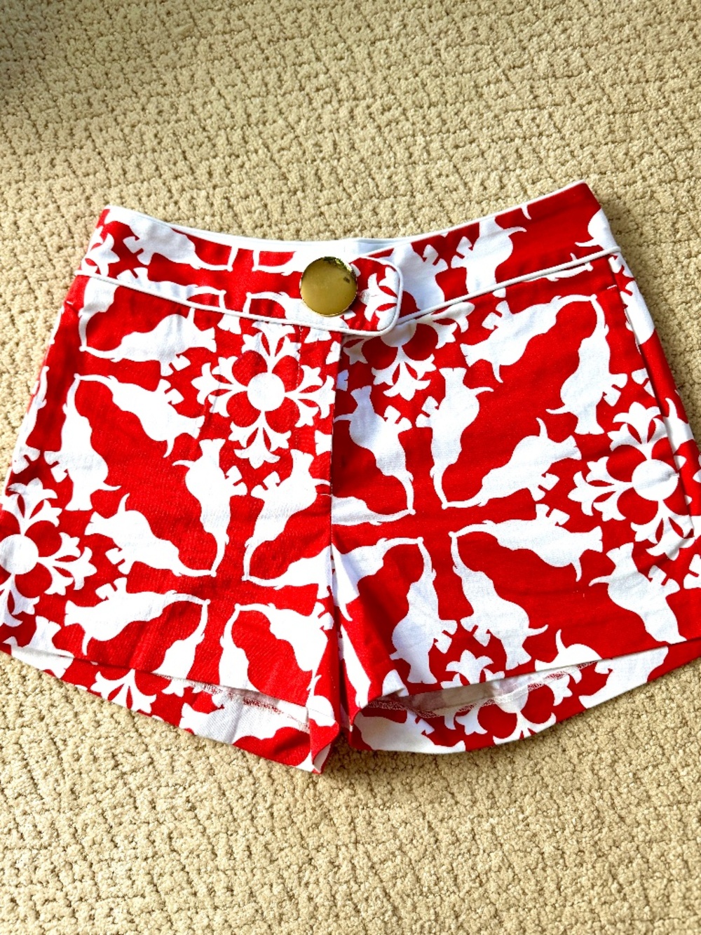 Elizabeth McKay Deep Orange and White with Gold Button Size 0 Short